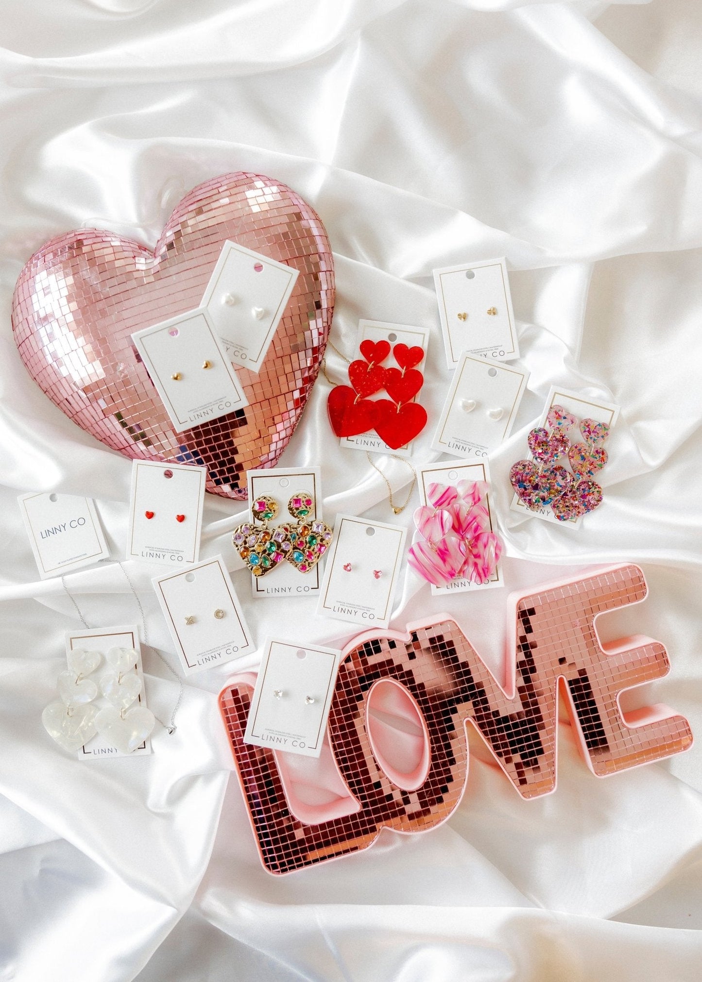 Penny Heart Statement Earrings - Pink Birthday Confetti