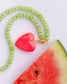 Medium Enamel Heart Charm - Hibiscus