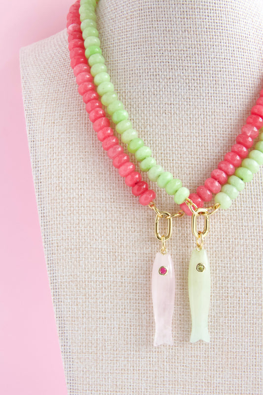 Candy Gem Fish Charm - Green Jade