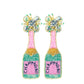 Champagne Bottle Earrings - Pink and Green