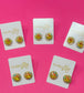 Statement Stud Earrings - Pink with Multi Stones