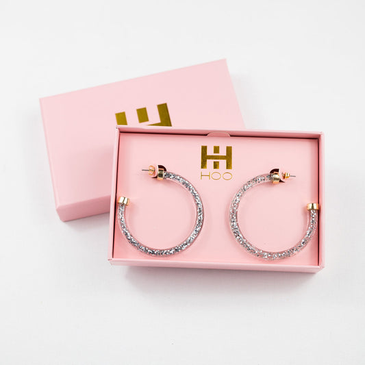 Hoops - Silver Glitter