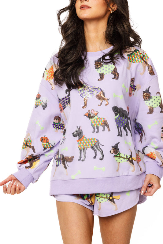 QUEEN OF SPARKLES Lavender Halloween Dog Shorts