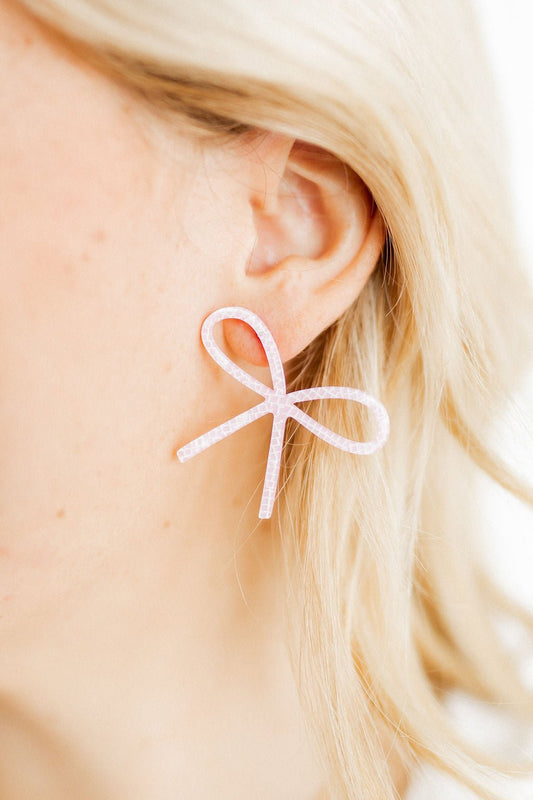Lola Bow Earrings - Disco Pink