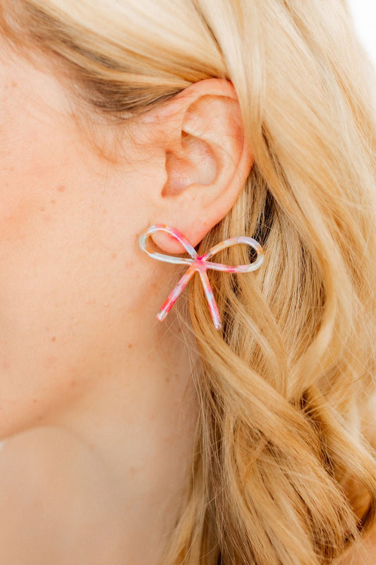 Lola Bow Earrings - Pink Sprinkles