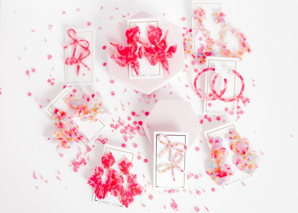 Lola Bow Earrings - Pink Sprinkles