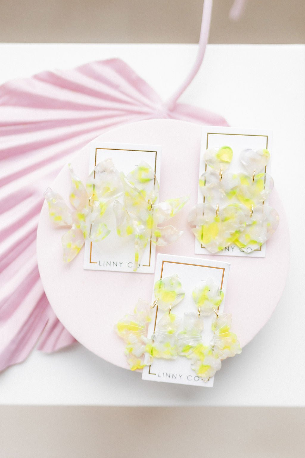 Michelle Statement Earrings - Neon Yellow Clouds