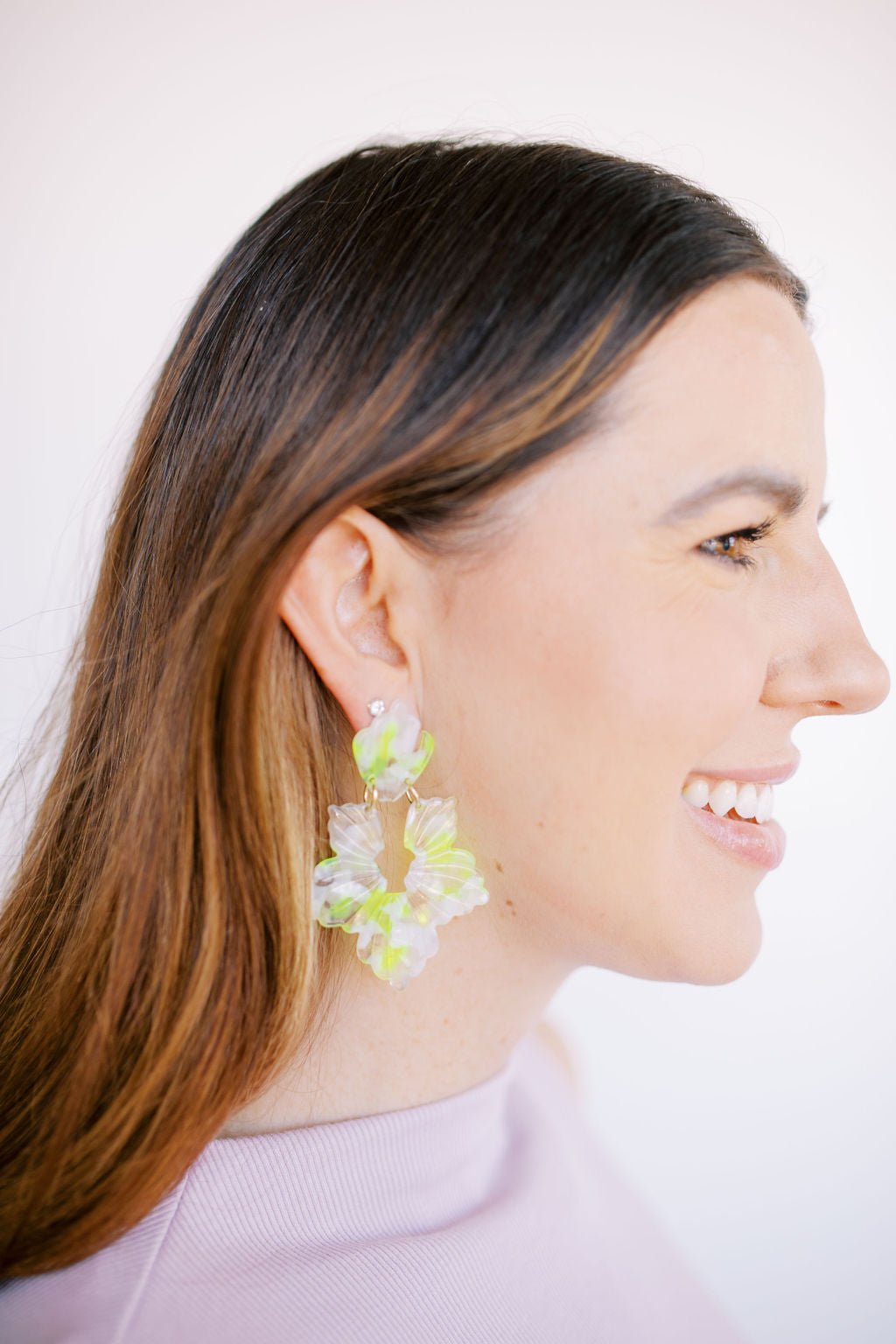 Michelle Statement Earrings - Neon Yellow Clouds