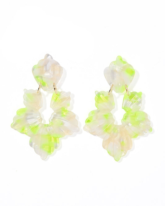 Michelle Statement Earrings - Neon Yellow Clouds