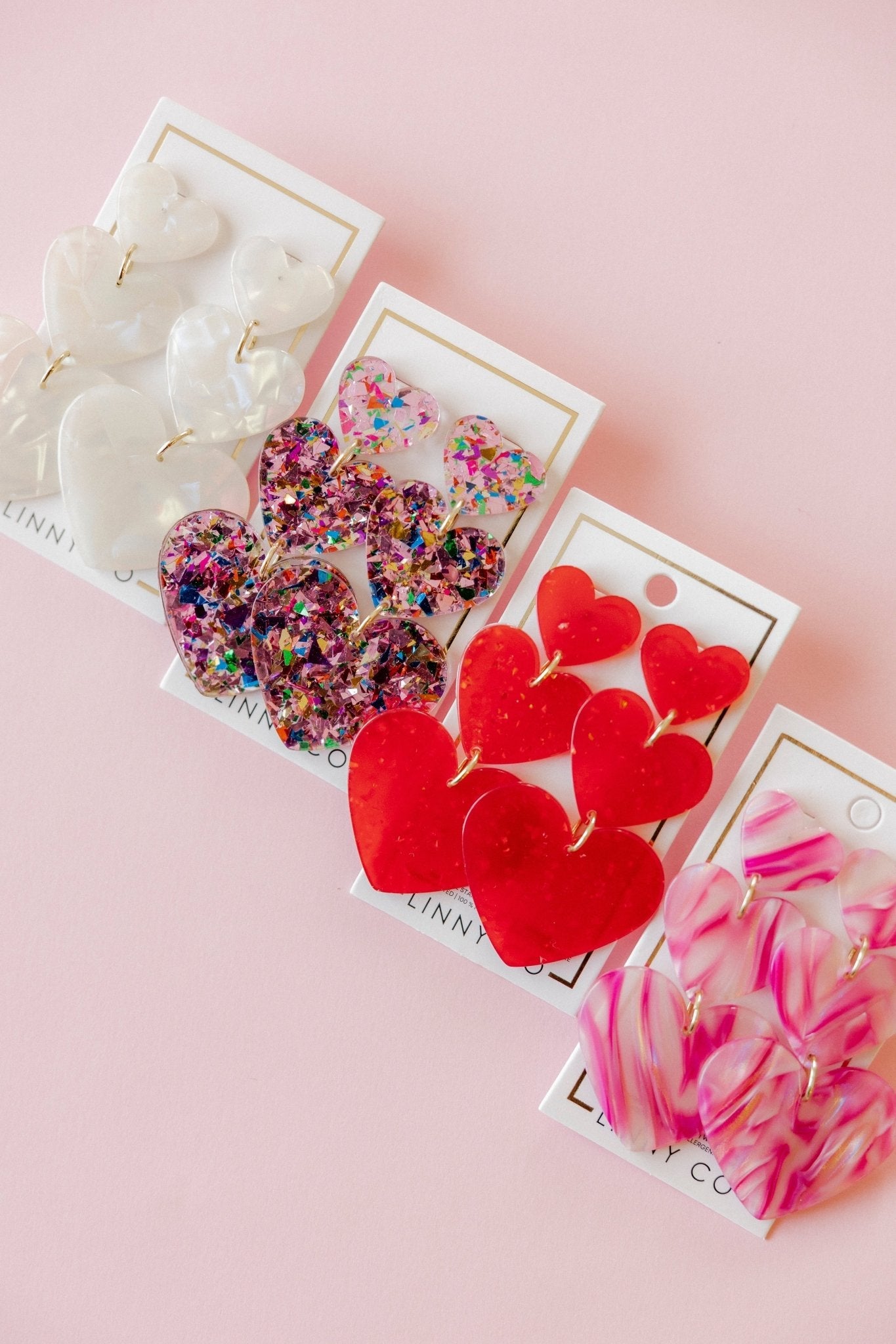 Penny Heart Statement Earrings - Pink Birthday Confetti