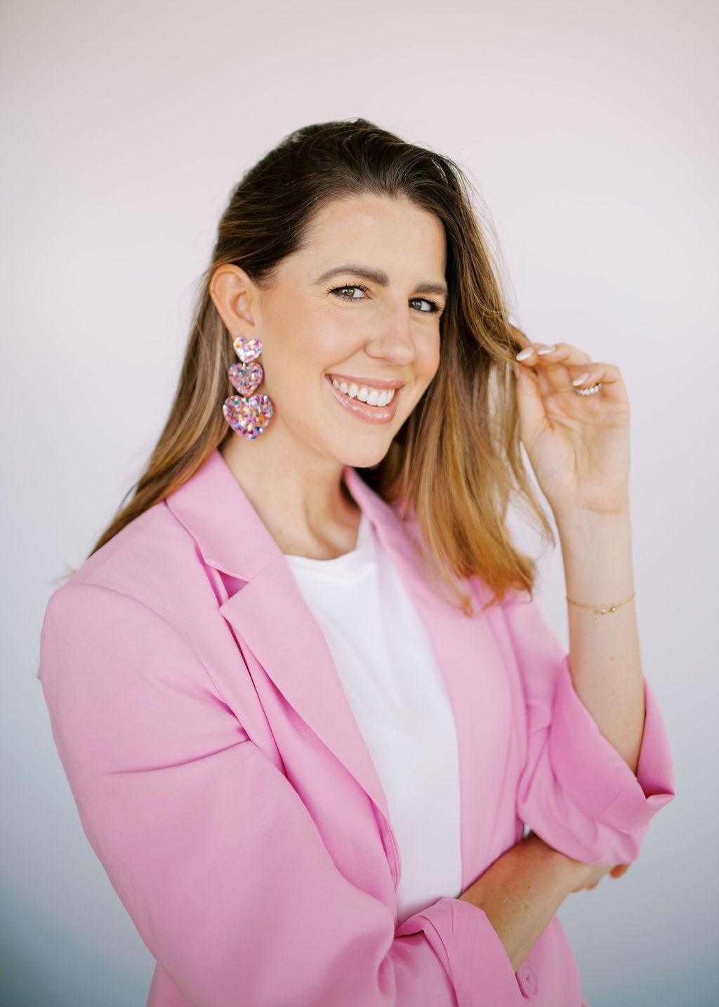 Penny Heart Statement Earrings - Pink Birthday Confetti